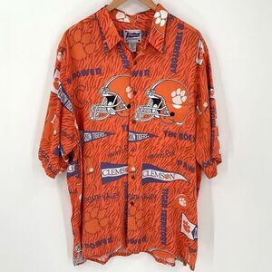 Reyn Spooner Clemson‎ Tigers NCAA Football Short Sleeve Button Up Shirt Men XXL